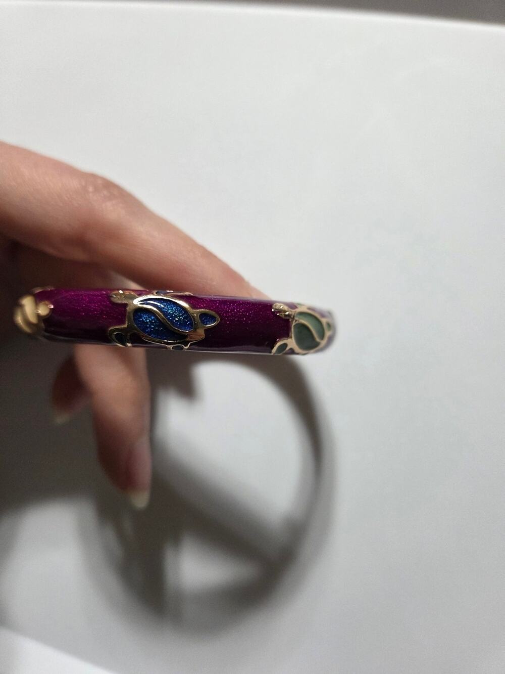 Jiu Long Xing Pink Enamel Turtle Clamper Bangle Gold Tone Bracelet